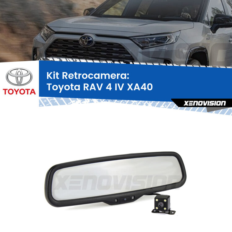 Telecamera e Specchio retrovisore OEM Look con display invisibile per Toyota RAV 4 IV XA40 Kit Telecamera Parcheggio e Specchietto retrovisore con display invisibile per Toyota RAV 4 IV XA40. Spento è identico all’originale. In retromarcia, l’immagine appare in un riquadro prima invisibile