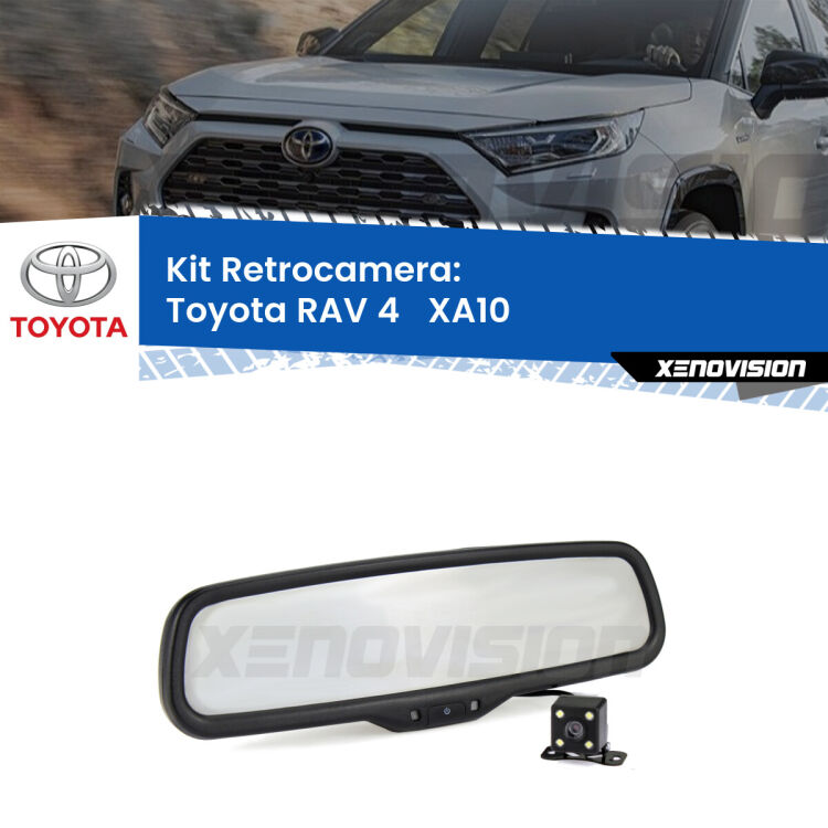 Telecamera e Specchio retrovisore OEM Look con display invisibile per Toyota RAV 4 XA10 Kit Telecamera Parcheggio e Specchietto retrovisore con display invisibile per Toyota RAV 4 XA10. Spento è identico all’originale. In retromarcia, l’immagine appare in un riquadro prima invisibile