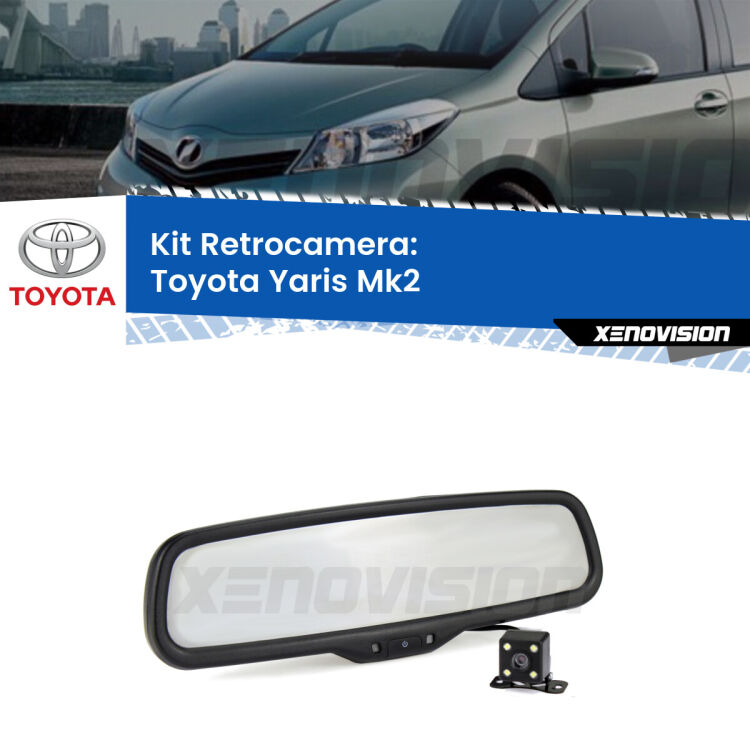 Telecamera e Specchio retrovisore OEM Look con display invisibile per Toyota Yaris Mk2 Kit Telecamera Parcheggio e Specchietto retrovisore con display invisibile per Toyota Yaris Mk2. Spento è identico all’originale. In retromarcia, l’immagine appare in un riquadro prima invisibile
