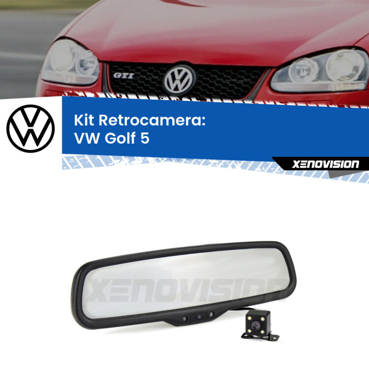 Telecamera e Specchio retrovisore OEM Look con display invisibile per VW Golf 5 Kit Telecamera Parcheggio e Specchietto retrovisore con display invisibile per VW Golf 5 . Spento è identico all’originale. In retromarcia, l’immagine appare in un riquadro prima invisibile