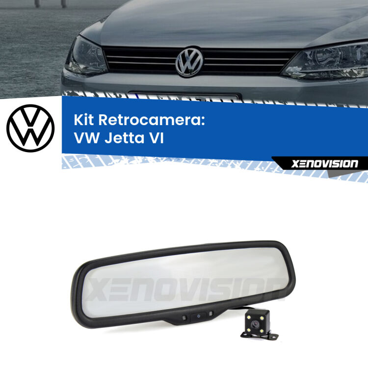 Telecamera e Specchio retrovisore OEM Look con display invisibile per VW Jetta VI Kit Telecamera Parcheggio e Specchietto retrovisore con display invisibile per VW Jetta VI. Spento è identico all’originale. In retromarcia, l’immagine appare in un riquadro prima invisibile