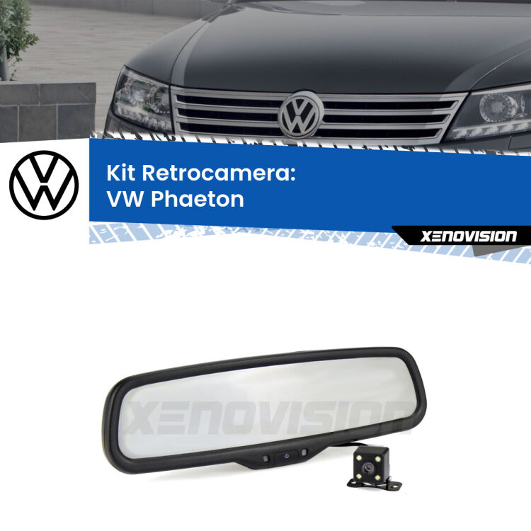 Telecamera e Specchio retrovisore OEM Look con display invisibile per VW Phaeton  Kit Telecamera Parcheggio e Specchietto retrovisore con display invisibile per VW Phaeton . Spento è identico all’originale. In retromarcia, l’immagine appare in un riquadro prima invisibile