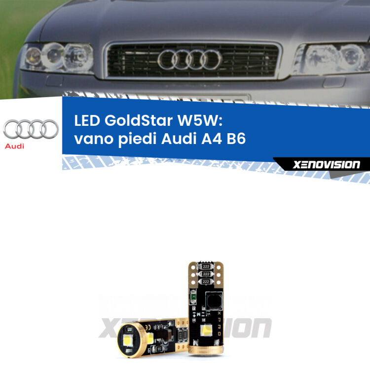 <strong>Vano Piedi LED Audi A4</strong> B6 2000 - 2004: ottima luminosità a 360 gradi. Si inseriscono ovunque. Canbus, Top Quality.