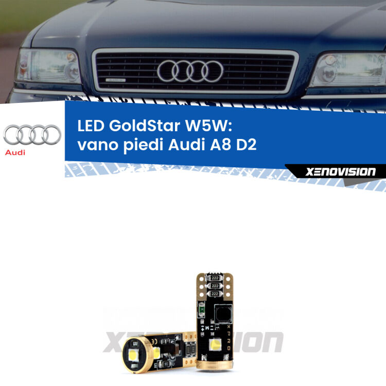 <strong>Vano Piedi LED Audi A8</strong> D2 posteriori: ottima luminosità a 360 gradi. Si inseriscono ovunque. Canbus, Top Quality.