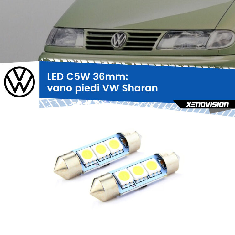 0 Vano Piedi LED c5w 36mm VW Sharan  posteriori (Coppia) <strong>Vano Piedi LED per VW Sharan</strong>  posteriori. Coppia lampade <strong>C5W</strong> 36mm estremamente longeve.
