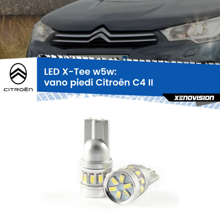 0 Vano Piedi LED per Citroën C4 II 2009 - 2016: W5W X-Tee <strong>LED vano piedi per Citroën C4</strong> II 2009 - 2016. Lampade <strong>W5W</strong> modello X-Tee Xenovision top di gamma.