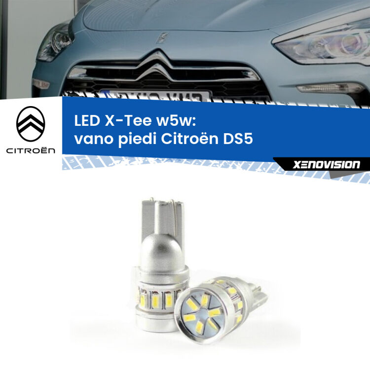 0 Vano Piedi LED per Citroën DS5 2011 - 2015: W5W X-Tee <strong>LED vano piedi per Citroën DS5</strong> 2011 - 2015. Lampade <strong>W5W</strong> modello X-Tee Xenovision top di gamma.