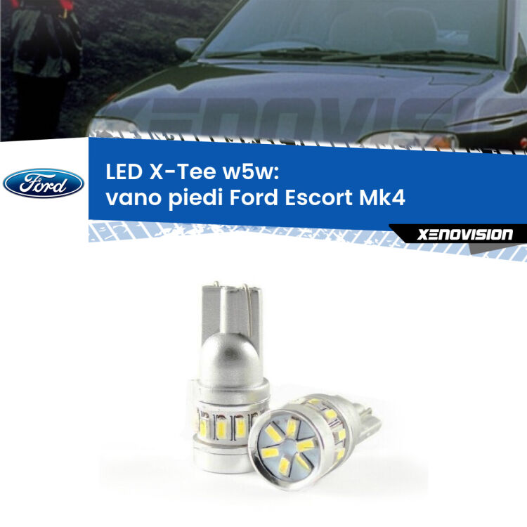 0 Vano Piedi LED per Ford Escort Mk4 1990 - 2000: W5W X-Tee <strong>LED vano piedi per Ford Escort</strong> Mk4 1990 - 2000. Lampade <strong>W5W</strong> modello X-Tee Xenovision top di gamma.