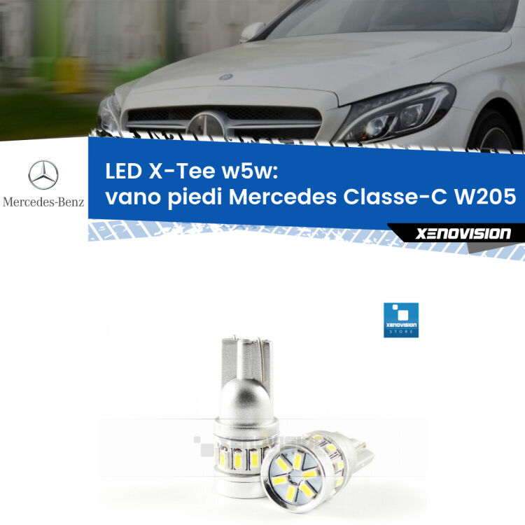 <strong>LED vano piedi per Mercedes Classe-C</strong> W205 2013 - 2018. Lampade <strong>W5W</strong> modello X-Tee Xenovision top di gamma.