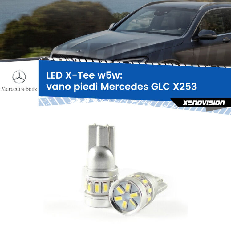 0 Vano Piedi LED per Mercedes GLC X253 2015 - 2019: W5W X-Tee <strong>LED vano piedi per Mercedes GLC</strong> X253 2015 - 2019. Lampade <strong>W5W</strong> modello X-Tee Xenovision top di gamma.