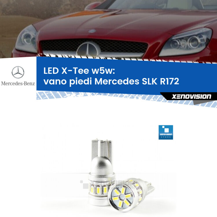 <strong>LED vano piedi per Mercedes SLK</strong> R172 2011 in poi. Lampade <strong>W5W</strong> modello X-Tee Xenovision top di gamma.