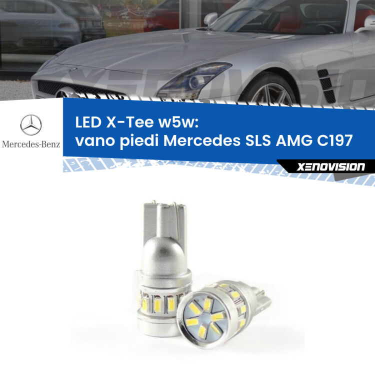 0 Vano Piedi LED per Mercedes SLS AMG C197 2010 in poi: W5W X-Tee <strong>LED vano piedi per Mercedes SLS AMG</strong> C197 2010 in poi. Lampade <strong>W5W</strong> modello X-Tee Xenovision top di gamma.