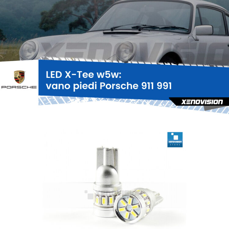 <strong>LED vano piedi per Porsche 911</strong> 991 2011 - 2013. Lampade <strong>W5W</strong> modello X-Tee Xenovision top di gamma.
