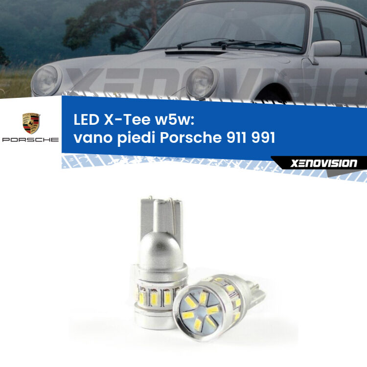 0 Vano Piedi LED per Porsche 911 991 2011 - 2013: W5W X-Tee <strong>LED vano piedi per Porsche 911</strong> 991 2011 - 2013. Lampade <strong>W5W</strong> modello X-Tee Xenovision top di gamma.