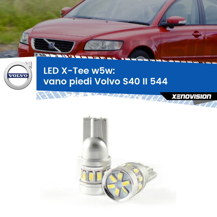0 Vano Piedi LED per Volvo S40 II 544 2004 - 2012: W5W X-Tee <strong>LED vano piedi per Volvo S40 II</strong> 544 2004 - 2012. Lampade <strong>W5W</strong> modello X-Tee Xenovision top di gamma.