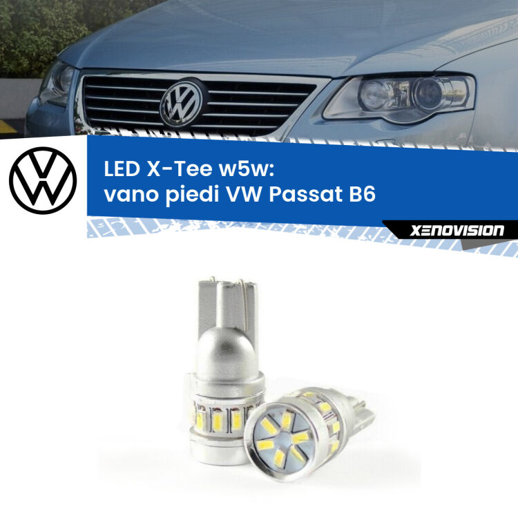 0 Vano Piedi LED per VW Passat B6 2005 - 2010: W5W X-Tee <strong>LED vano piedi per VW Passat</strong> B6 2005 - 2010. Lampade <strong>W5W</strong> modello X-Tee Xenovision top di gamma.