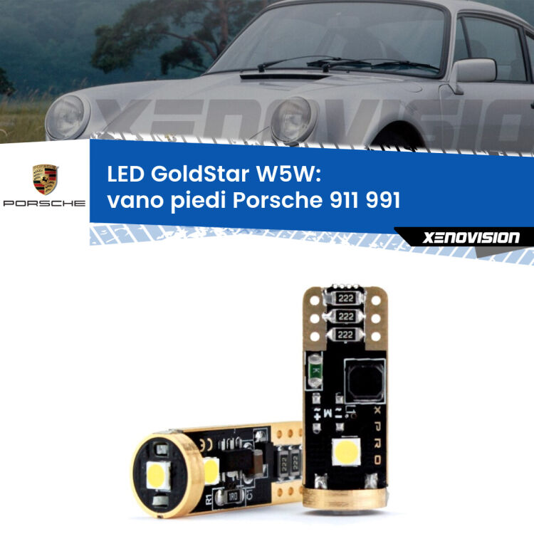 0 Vano Piedi LED Porsche 911 991 2011 - 2013: T10 GoldStar <strong>Vano Piedi LED Porsche 911</strong> 991 2011 - 2013: ottima luminosità a 360 gradi. Si inseriscono ovunque. Canbus, Top Quality.