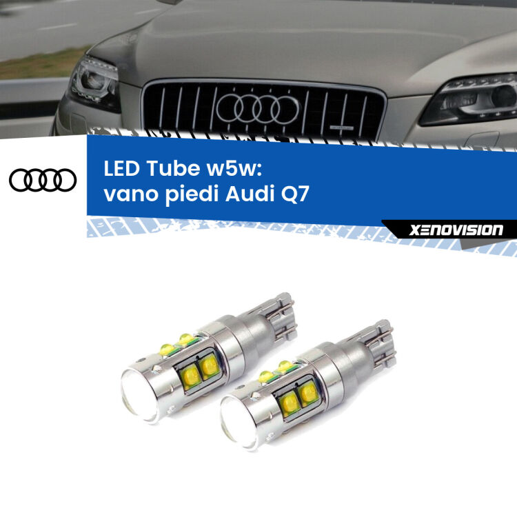 0 Vano Piedi LED W5W Audi Q7 2006 - 2015 W5W Tube <strong>Vano Piedi LED 6000k per Audi Q7</strong> 2006 - 2015. Lampadine <strong>W5W</strong> canbus modello Tube, luce bianco lunare, lunga durata e compatibilità.