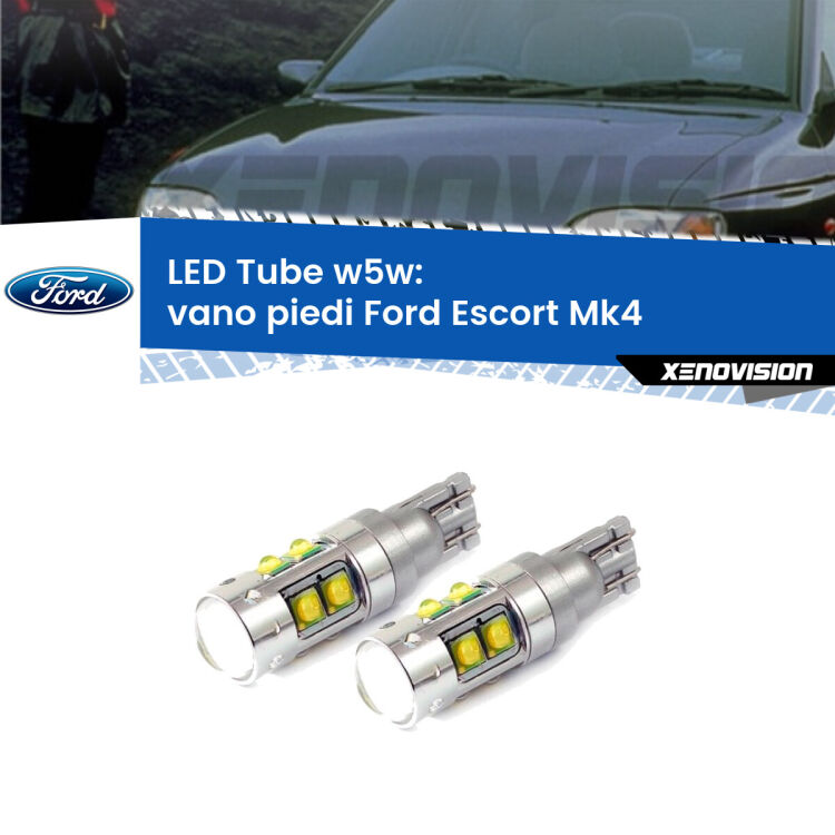 0 Vano Piedi LED W5W Ford Escort Mk4 1990 - 2000 W5W Tube <strong>Vano Piedi LED 6000k per Ford Escort</strong> Mk4 1990 - 2000. Lampadine <strong>W5W</strong> canbus modello Tube, luce bianco lunare, lunga durata e compatibilità.