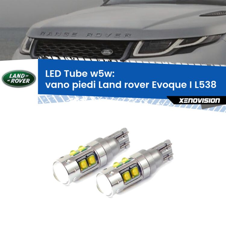 0 Vano Piedi LED W5W Land rover Evoque I L538 2011 in poi W5W Tube <strong>Vano Piedi LED 6000k per Land rover Evoque I</strong> L538 2011 in poi. Lampadine <strong>W5W</strong> canbus modello Tube, luce bianco lunare, lunga durata e compatibilità.