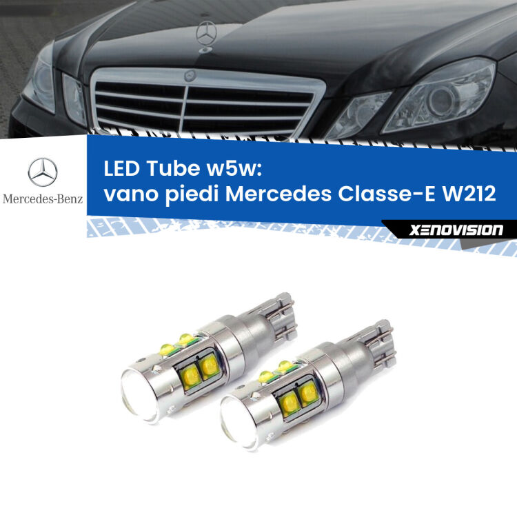 0 Vano Piedi LED W5W Mercedes Classe-E W212 2009 - 2016 W5W Tube <strong>Vano Piedi LED 6000k per Mercedes Classe-E</strong> W212 2009 - 2016. Lampadine <strong>W5W</strong> canbus modello Tube, luce bianco lunare, lunga durata e compatibilità.