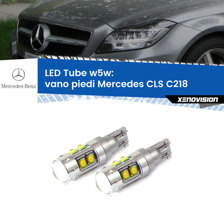 0 Vano Piedi LED W5W Mercedes CLS C218 2011 - 2017 W5W Tube <strong>Vano Piedi LED 6000k per Mercedes CLS</strong> C218 2011 - 2017. Lampadine <strong>W5W</strong> canbus modello Tube, luce bianco lunare, lunga durata e compatibilità.