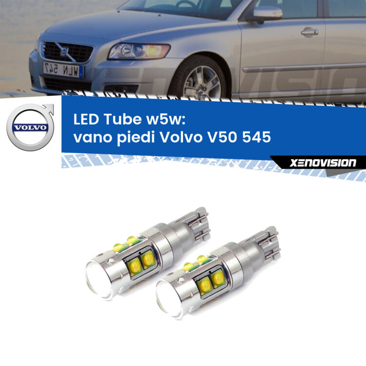0 Vano Piedi LED W5W Volvo V50 545 2003 - 2012 W5W Tube <strong>Vano Piedi LED 6000k per Volvo V50</strong> 545 2003 - 2012. Lampadine <strong>W5W</strong> canbus modello Tube, luce bianco lunare, lunga durata e compatibilità.