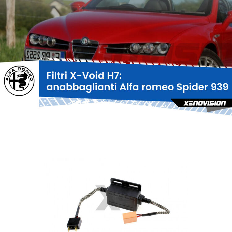 0 X-VOID: Filtri spegnispia H7 per Anabbaglianti Alfa romeo Spider 939 2006 - 2010 Hai montato un Kit LED h7 su Anabbaglianti Alfa romeo Spider e ti da spie, effetto strobo o interferenze radio? Non è più un problema. Solo per lampade LED fino a 40W.