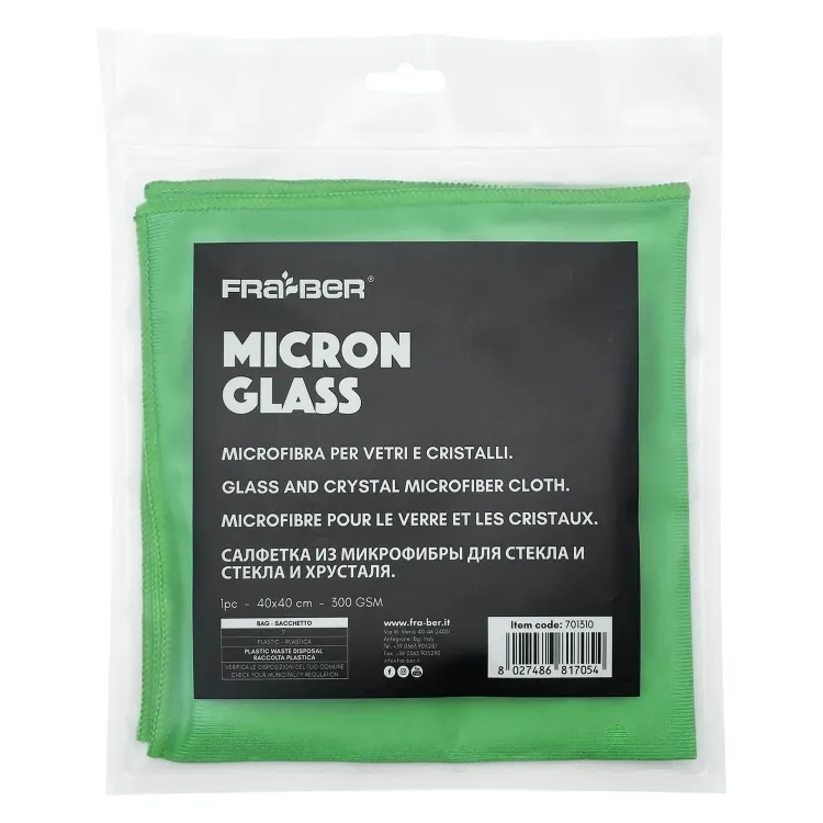 Innovacar Micron Glass - Panno per pulizia vetri Panno in microfibra specifico per vetri auto, con speciale trama antigrinze che cattura lo sporco. Adatto per angoli difficili, durevole e facile da pulire.