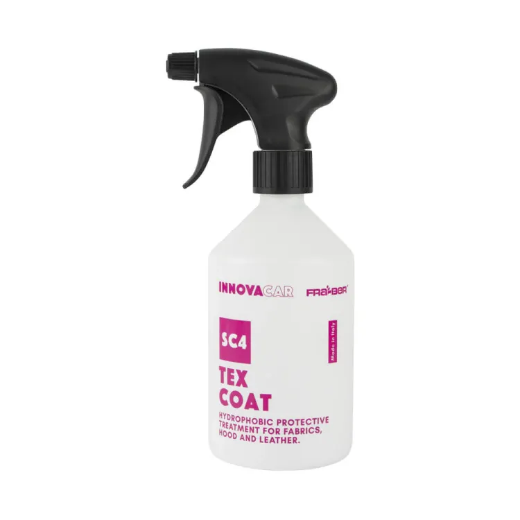 1 Innovacar SC4 Tex Coat - Protettivo Idrofobico per tessuti, capote e pelle - 500ml Protettivo spray <b>impermeabilizzante per tessuti e pelle</b> dell'auto, con effetto oleo-idrorepellente fino a 6 mesi. Facile da applicare, asciuga rapidamente e rende la pulizia più semplice.