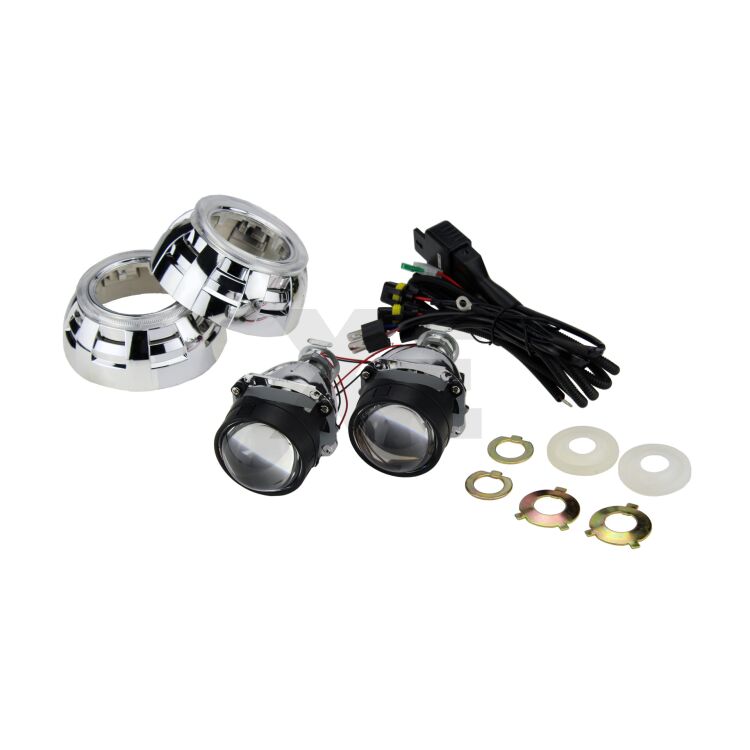 Kit Proiettori HID Bi-Xenon Lenticolari da 2.5" Mini H1 per parabole H7 H4 + Cover + Cavo Relè <!DOCTYPE html>
<html>
<head>
</head>
<body>
<p>Set completo per Retrofit: proiettori bi-xenon, cover e relè. Miglior rapporto Qualità/Prezzo sul mercato.</p>
</body>
</html>