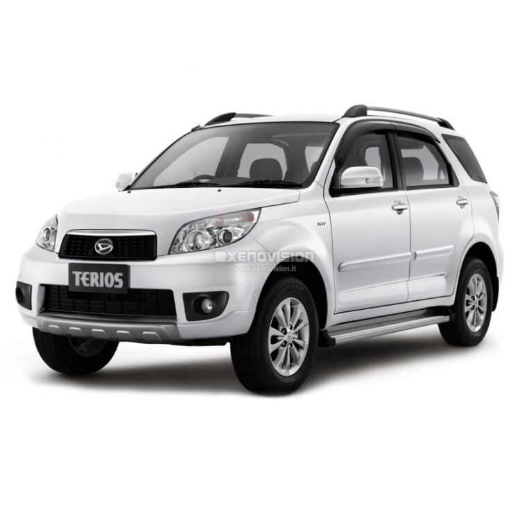 0 Kit Xenon Daihatsu Terios - 2006 in poi - Xenon 35W e Posizioni- 6000k Kit Xenon 35W specifico per il faro della Daihatsu Terios dal 2006 in poi. Plug&Play zero spie, contiene tutto l'occorrente. Luce Bianco Lunare 6000k.