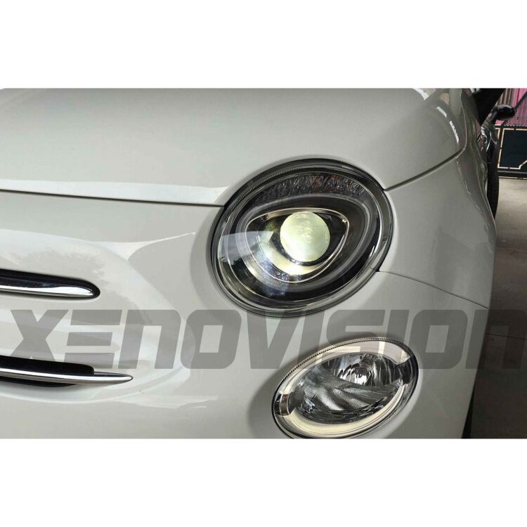 <p>Kit Xenon Specifico per i fari della tua Fiat 500/595. Engineered by Xenovision - Qualit&agrave; Massima. Schermatura Blue&amp;Me.</p>