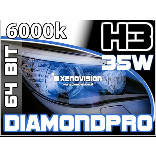 <p>Kit Xenovision H3 6000k 35W DiamondPRO ad architettura digitale 64-Bit. Lampade H3 Bianco Lunare. Ket KOREA, Qualita Garantita 2 anni</p>