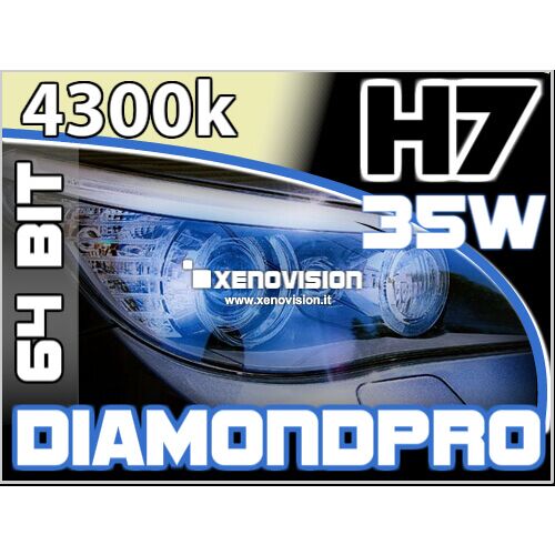 <p>Kit Xenon H7 4300k 35W DiamondPRO Xenovision ad architettura digitale  64-Bit. Lampade xenon H7 Bianco Caldo. Ket KOREA, Qualita Garantita 2  anni </p>