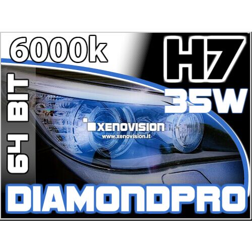 <p>Kit Xenon H7 6000k 35W DiamondPRO Xenovision ad architettura digitale  64-Bit. Lampade xenon H7 Bianco Lunare. Ket KOREA, Qualita Garantita 2  anni </p>