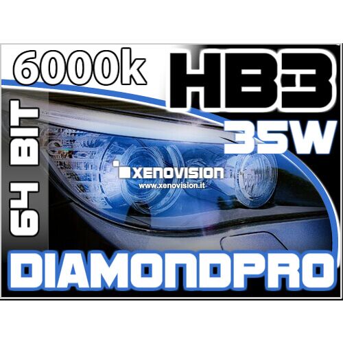 <p>Kit Xenon HB3 6000k 35W DiamondPRO Xenovision ad architettura digitale 64-Bit. Lampade xenon HB3 Bianco Lunare. Ket KOREA, Qualita Garantita 2 anni. </p>