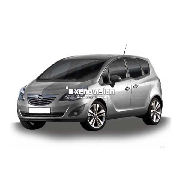 <p>Kit Xenon 35W specifico per il faro della Opel Meriva dal 2010 al 2013 e Luci Diurne Doppia Intensit&agrave; Led in tinta. Plug&amp;Play zero spie, contiene tutto l&#39;occorrente. Luce Bianco Lunare 6000k.</p>