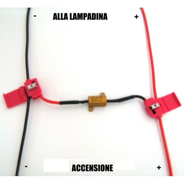 <p>Una resistenza da ben 50W 6Ohm per simulare il carico esatto di una lampada alogena. Utilizzabile ad esempio per particolari istallazioni di impianti xenon e led. <br />Per risultati con kit xenon più affidabili e professionali, consigliamo però l'utilizzo dei nostri kit Canbus.</p>