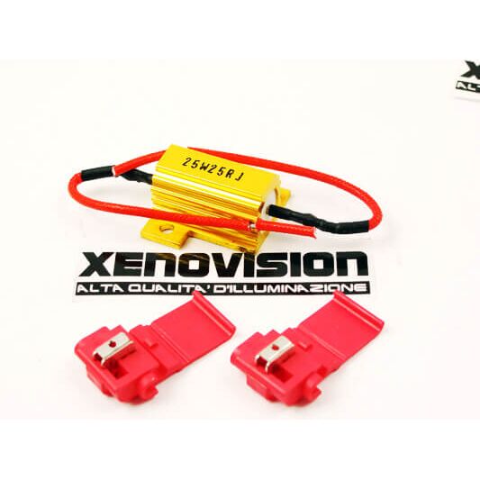 Singola Resistenza Spegnispia Metallica con dissipatore 6W 25ohm 25W.max per LED (1 Pz) <p><strong>VENDUTO AL PREZZO DI COSTO: prodotto inteso quindi solo per i clienti che acquistano lampade a LED e necessitano di una resistenza spegnispia.</strong><br />Una resistenza da 25W 25Ohm, ideale per simulare il carico di una lampada a incandescenza da 18-30W (Ad es. P21W, P21/5W, PY21W, PS19W, ecc) Utilizzabile per sostituire luci stop, retromarcia, frecce, daytime running lights (DRL) a Led.</p>