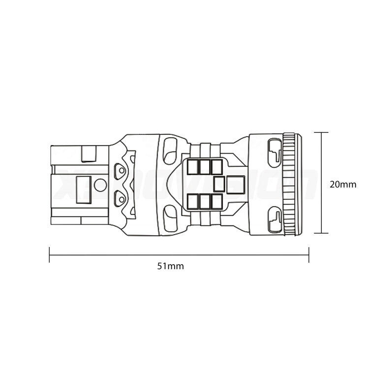 <strong>Luci diurne LED no-spie per Opel Astra J</strong> P10 2009 - 2015. Coppia lampade <strong>T20</strong> modello Viper super-canbus, raffreddate a ventola.